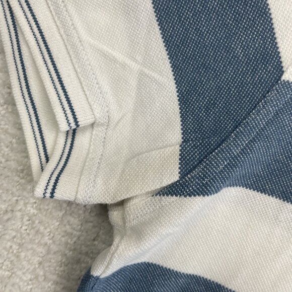 Helly Hansen Ocean Race Polo Shirt Men Sz L Blue White Striped Nautical Sailing - Picture 8 of 16